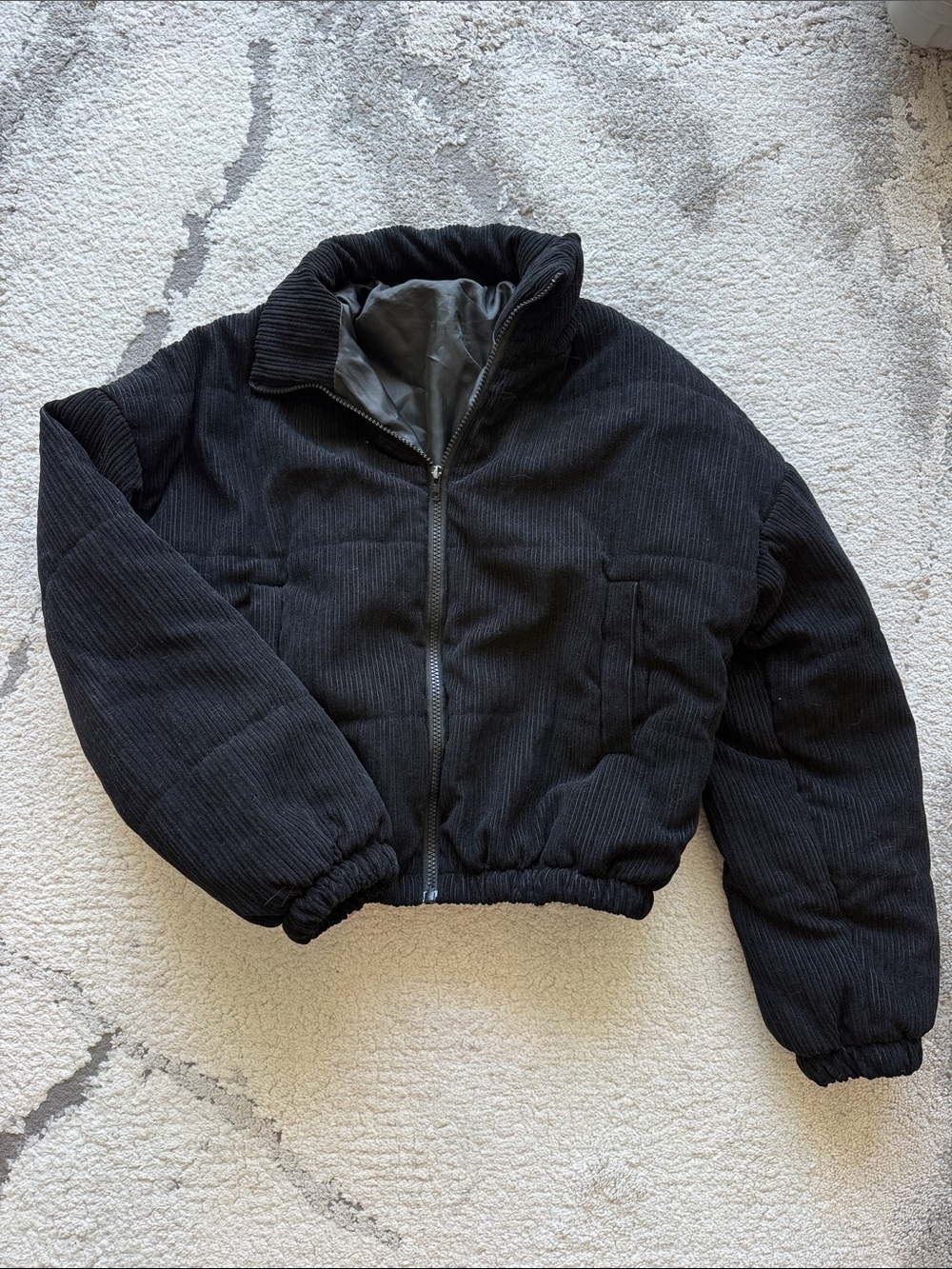Black Corduroy Puffer Jacket